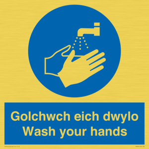 golchwch eich dwylo / wash your hands - safety sign